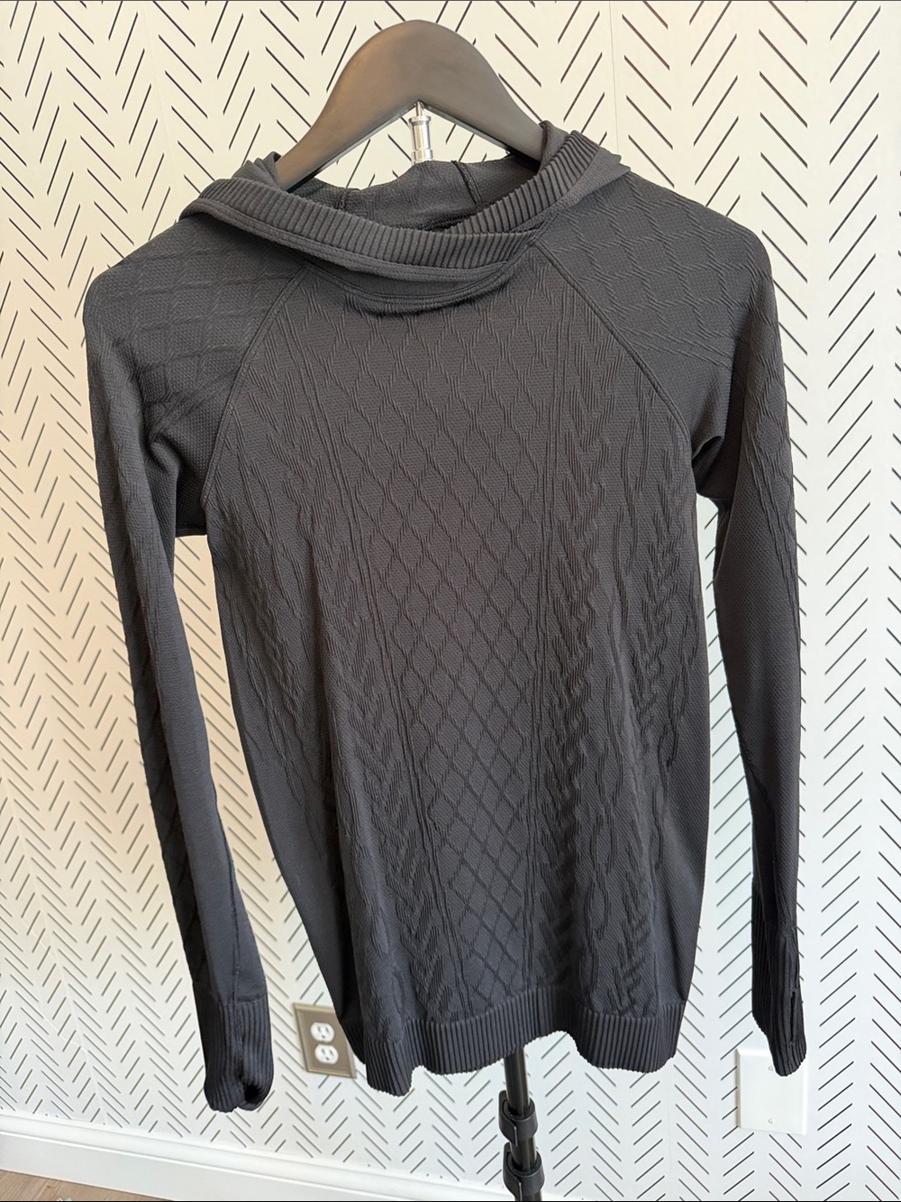 lululemon athletica black hooded Textured Knit Sweater